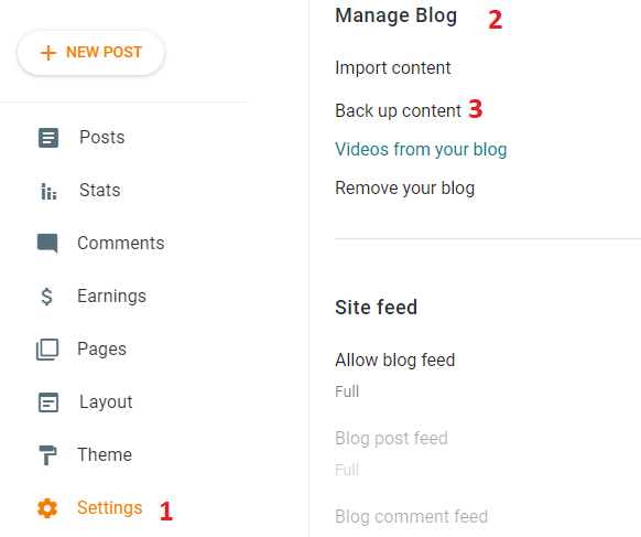 Blogger blog content backup